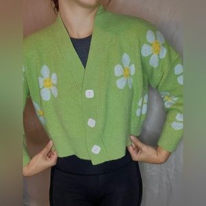 Amazon green floral sweater